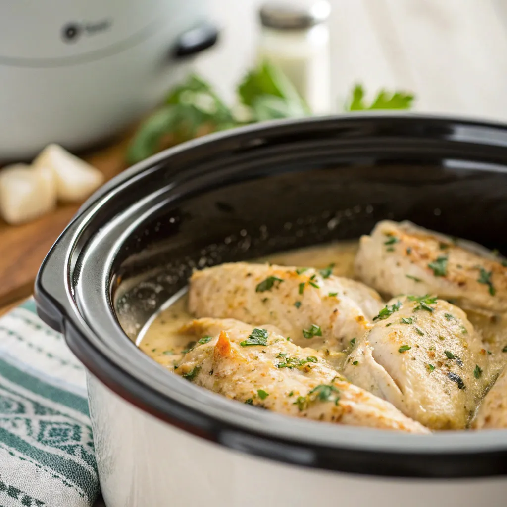 Instructions for Slow Cooker Chicken Caesar Wraps : Slow Cook the Chicken