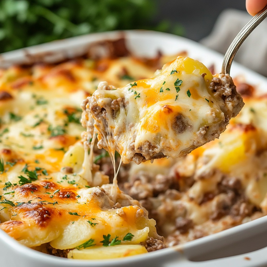 Cheesy Baked Potato & Beef Casserole